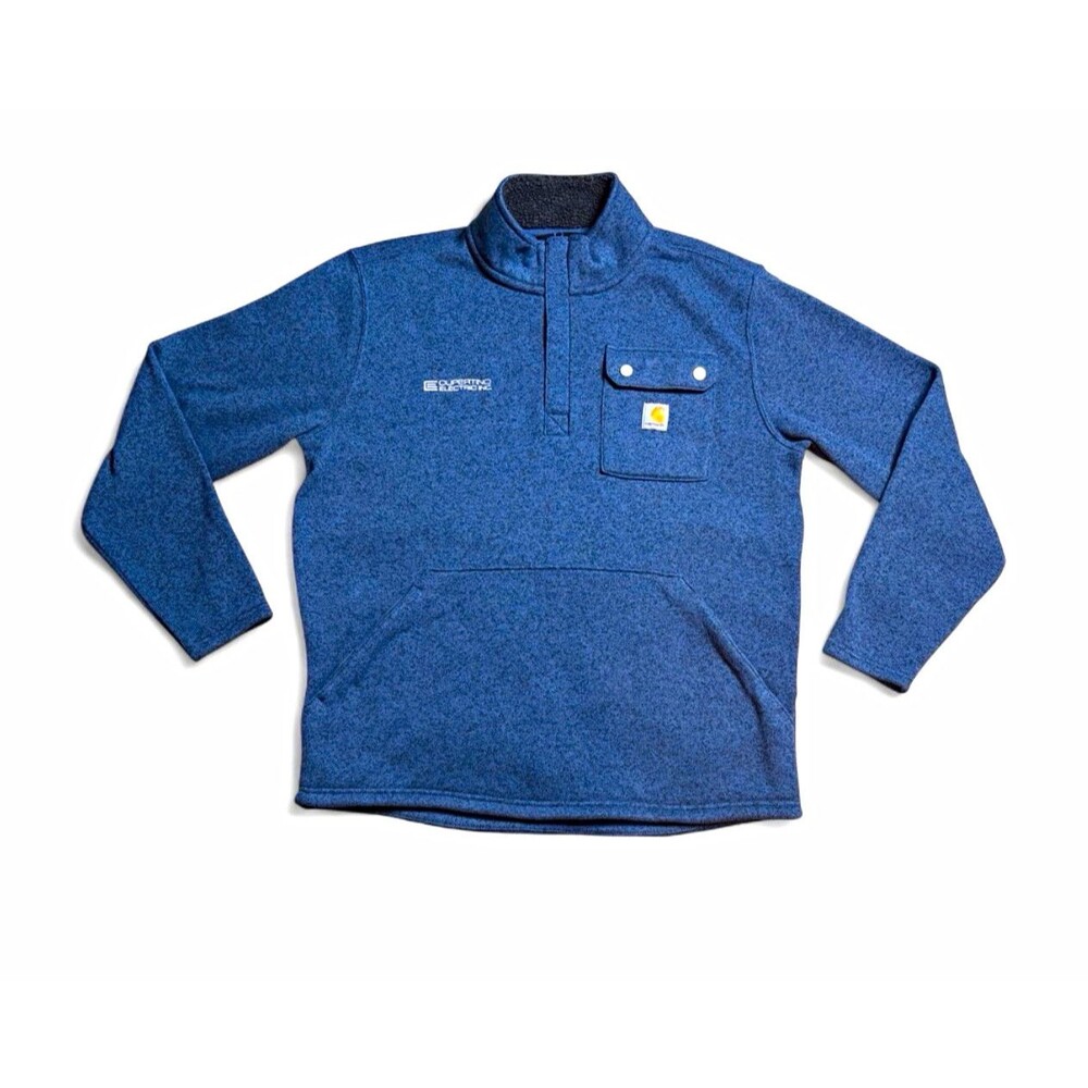 Carhartt Relaxed Fit Midweight Quarter Zip Fleece Pocket Sweater Men's Lg Blue